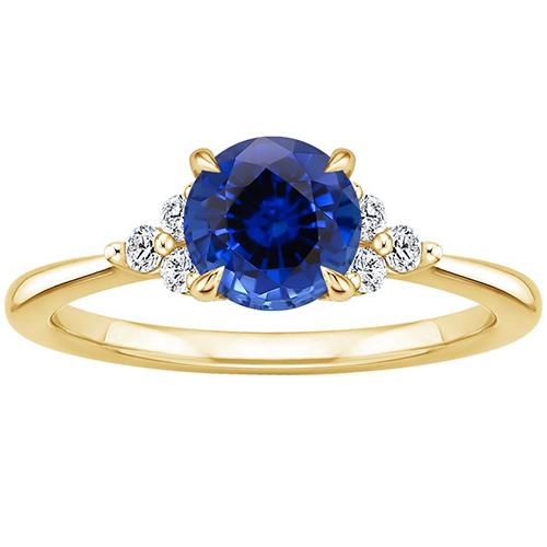 Geelgouden diamanten ring met blauwe saffier taps toelopende schacht 2,50 karaat - harrychadent.nl