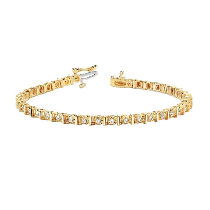 Geelgouden 14K Echt Diamanten Basis Tennisarmband 2 Karaat