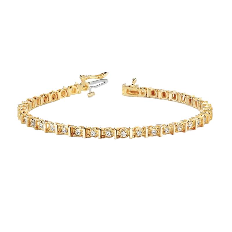 Geelgouden 14K Echt Diamanten Basis Tennisarmband 2 Karaat