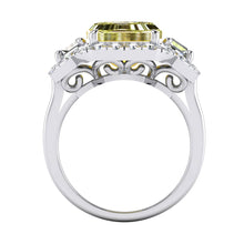 Afbeelding in Gallery-weergave laden, Gele Kanarie Smaragd Diamanten Ring Halo Stijl
