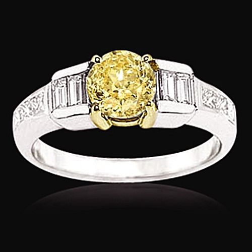 Gele kanarie verjaardag ring rond geslepen gouden sieraden