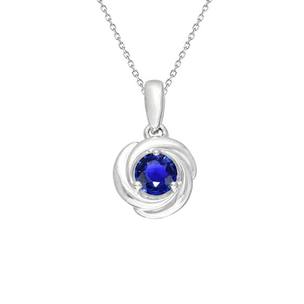 Gold Round Blue Sapphire Pendant With Chain Women’s Jewelry 1 Carat - harrychadent.nl