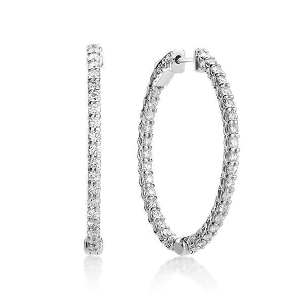 Goud Wit 14K 2,60 Karaat Ronde snede Diamanten Dames Oorringen - harrychadent.nl