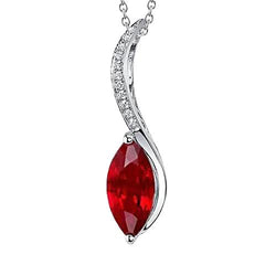 Goud wit 14K 5,25 ct rode robijn met diamanten hanger ketting