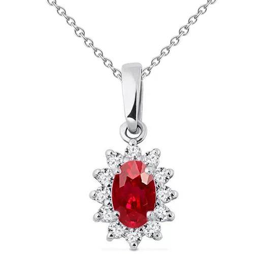Gouden 14K rode robijn met diamanten 6,25 ct hanger ketting met ketting - harrychadent.nl