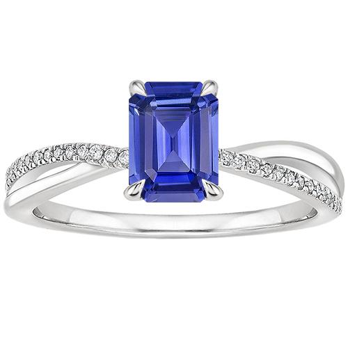 Gouden Blauwe Saffier & Diamanten Ring Met Accenten Gedraaide Schacht 4 Karaat - harrychadent.nl