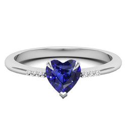 Gouden Diamant Edelsteen Hart Ceylon Sapphire Ring Prong Set 1.75 Karaat