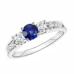 Gouden Diamanten Jubileumring Rond Ceylon Saffier & Diamant 2 Karaat