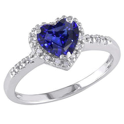 Gouden Diamanten Sieraden Halo Hart Sri Lankaanse Saffier Ring 3.50 Karaat