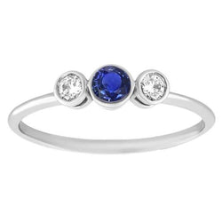 Gouden Edelsteen Ring Bezel Set Diamanten & Saffier 3 Steen 1,50 Karaat