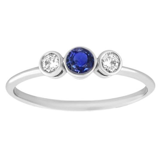 Gouden Edelsteen Ring Bezel Set Diamanten & Saffier 3 Steen 1,50 Karaat - harrychadent.nl