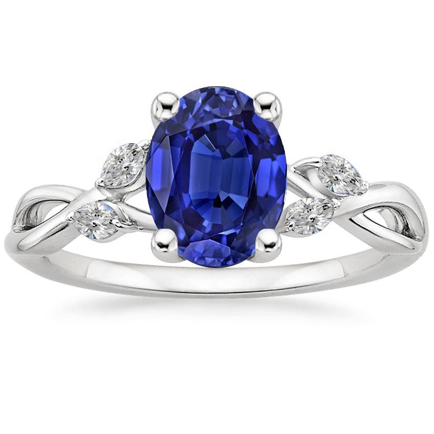 Gouden Edelsteen Ring Ovale Blauwe Saffier Met Markiezin Accenten 4 Karaat - harrychadent.nl