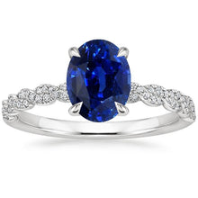 Afbeelding in Gallery-weergave laden, Gouden Edelsteen Ring Ovale Blauwe Saffier &amp; Pave Set Diamanten 3,50 Karaat - harrychadent.nl
