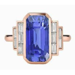 Gouden Edelsteen Ring Smaragd Saffier & Baguette Diamanten 3,50 Karaat