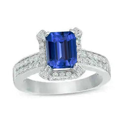 Gouden Halo Verlovingsring Ceylon Saffier & Diamanten 3,50 Karaat