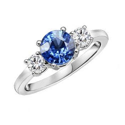 Gouden Jubileumring Ronde Diamant & Ceylon Blauwe Saffier 1,75 Karaat