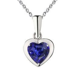 Gouden Solitaire Hanger Hart Donkerblauwe Saffier Bezel Set 2 Karaat