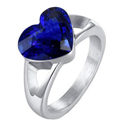 Gouden Solitaire Hartvormige Ring Sri Lankaanse Saffier Split Shank 3 Karaat