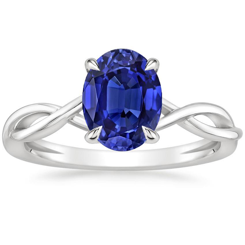 Gouden Solitaire Ovale Ceylon Sapphire Ring 2,50 Karaats Infinity Style - harrychadent.nl