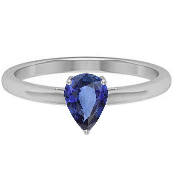 Gouden Solitaire Peervormige Ceylon Sapphire Ring Prong Set 1,50 karaat - harrychadent.nl