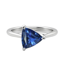 Gouden Solitaire Ring Triljoen natuurlijke blauwe saffier 1,50 karaat