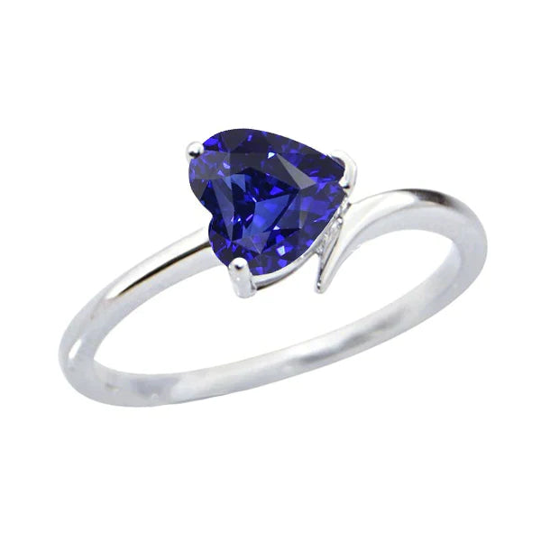 Gouden Solitaire hart natuurlijke blauwe saffier ring 1,50 karaat