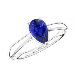 Gouden Solitaire peervormige Srilanka Sapphire Ring 1,50 karaat