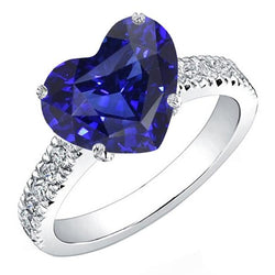 Gouden diamanten ring hartvormige blauwe saffier edelsteen 5 karaat