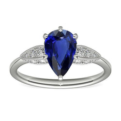 Gouden diamanten ring peer geslepen Srilanka 3,50 karaat