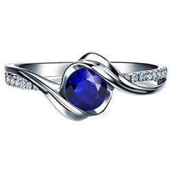 Gouden diamanten ronde edelsteen saffier ring 1,50 karaat gedraaide schacht
