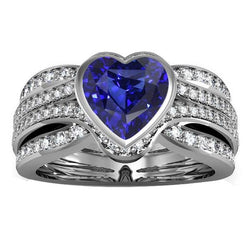Gouden diamanten saffierring met jasje 4,50 karaats bezel & pave set