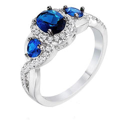 Gouden diamanten sieraden Halo blauwe saffieren verlovingsring 5 karaat Nieuw