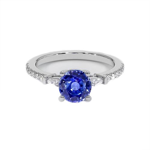 Gouden diamanten verlovingsring blauwe saffier met stokbrood 3 karaat - harrychadent.nl