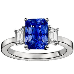 Gouden edelsteenring voor dames Emerald Diamond Ceylon Sapphire 3,50 karaat