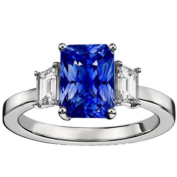 Gouden edelsteenring voor dames Emerald Diamond Ceylon Sapphire 3,50 karaat - harrychadent.nl