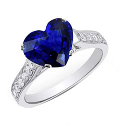 Gouden hart Ceylon saffier diamanten verlovingsring 4 karaat
