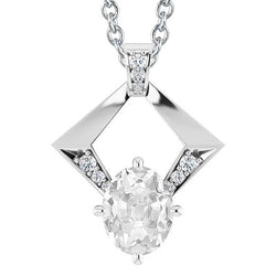 Gouden Sieraad Hanger met uit de aarde gewonnen Diamant Rond & Ovaal Oud Geslepen 4 Karaat 14K