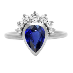 Gouden trouwring bezel set Ceylon saffier diamanten 3,50 karaat