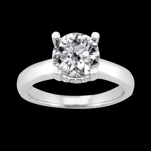 Gouden Verborgen Halo Echt Diamanten Verlovingsring Met Accenten