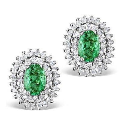 Groene Smaragd Met Diamanten Oorknopjes Wit Goud 14K 3.80 Ct - harrychadent.nl