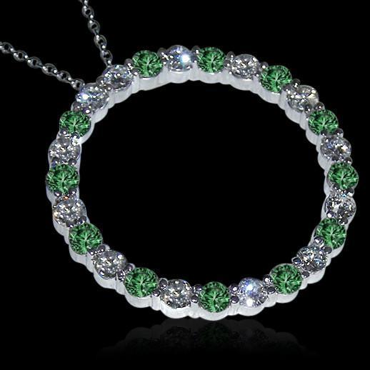 Groene en witte diamanten cirkel hanger ketting 8,75 karaat - harrychadent.nl