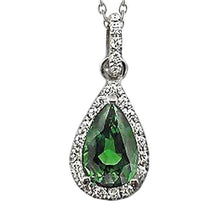 Afbeelding in Gallery-weergave laden, Groene smaragd diamanten edelsteen hanger peer ketting 2,51 ct. WG 14K - harrychadent.nl
