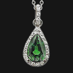 Groene smaragd diamanten edelsteen hanger peer ketting 2,51 ct. WG 14K