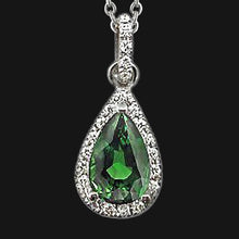 Afbeelding in Gallery-weergave laden, Groene smaragd diamanten edelsteen hanger peer ketting 2,51 ct. WG 14K - harrychadent.nl
