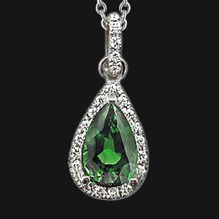 Groene smaragd diamanten edelsteen hanger peer ketting 2,51 ct. WG 14K - harrychadent.nl