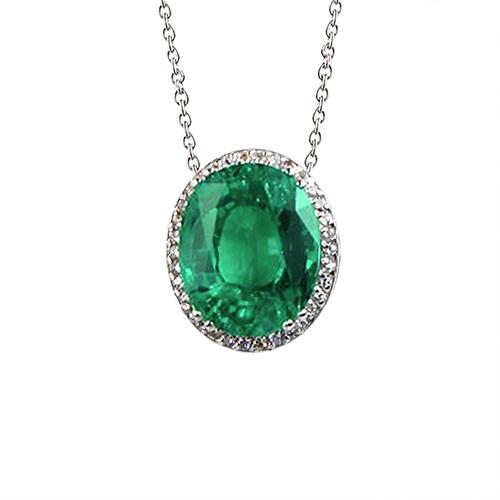Groene smaragd diamanten hanger ketting 6.25 karaat witgoud 14K - harrychadent.nl