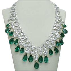 Groene smaragd en Diamanten ketting bruidssieraden 226,60 karaat