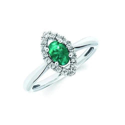 Groene smaragd en diamant 3.75 karaat verlovingsring goud wit 14K