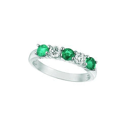 Groene smaragd en diamanten 1 karaat eeuwigheidsband 14K witgoud