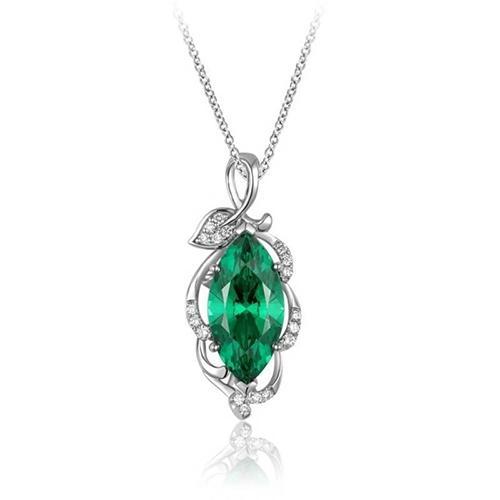 Groene smaragd en diamanten edelsteen hanger ketting 5.35 ct. WG 14K - harrychadent.nl